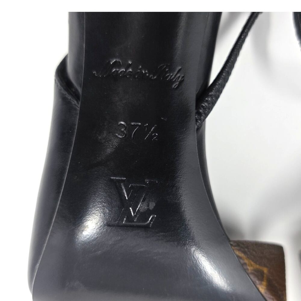 Louis Vuitton Monogram Slingback Pumps Cherie Pointed Toe Leather Heels 37.5 7.5 - Picture 7 of 11